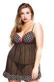 Polka Dot Babydoll & G-String in 3X/4X