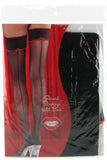 Sheer Black & Red Backseam Thigh Highs in OS