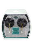 Round Sequin Nipple Covers with Drop Pearl in Black