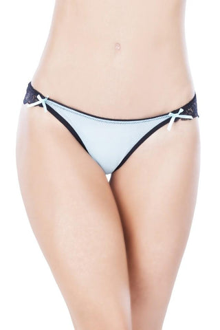 Black and Aqua Lace Back Crotchless Panty in OS