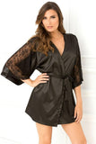 Satin Robe with Lace Sleeves in M/L