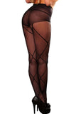 Control Top Diamond Fishnet Pantyhose in OS