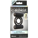 Extreme Double Trouble Silicone Cock Ring in Black