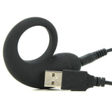 Velvet Plush Rechargeable Vibrating S Ring in Black