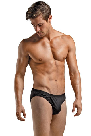Black Rib Knit Men's Brief in S