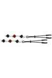 Black Tweezer Nipple Clamps with Black & Red Bead Tassels