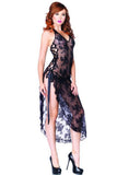 High Slit Lace Gown & Matching G-String in OS