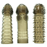 Sextenders 3-Pack, Spiralled, Nubbed and Multi-Feel in Blac