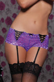 Lavender Lace Boyshort with Removeable Garters in M