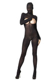 Hooded Cupless Bodystocking in Black