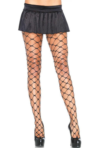 Chain Link Pantyhose with Silver Metallic Threading in OS