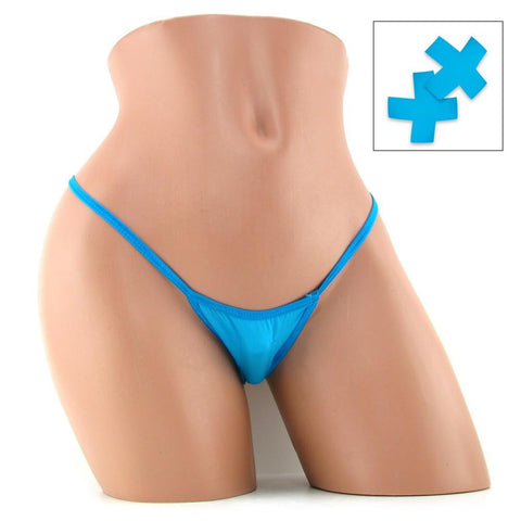 Neon Vibrating Panty & Pasties Set in Blue