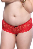 Stretch Lace Open Crotch Thong in Red