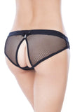 Backless Black Fishnet Hipster Panty in OS