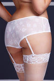 White Rose Crotchless Boyshort with Garters in OSXL
