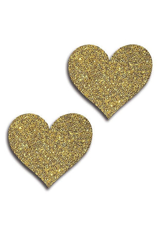 Gold Glitter Heart Pasties in OS