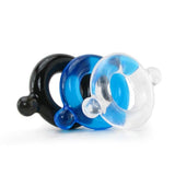 Elastomer Cock Ring 3 Pack in Black, Blue, Clear