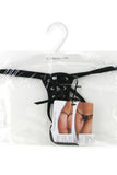 Satin Lace Up Crotchless G-String Black in OSXL
