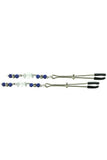 Tweezer Nipple Clamps with Crystal and Blue Faceted Beads
