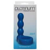Platinum Silicone The Double Dip 2 Cock Ring Plug in Blue