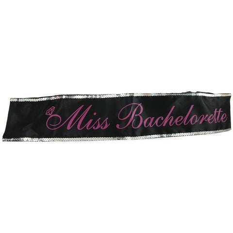 Miss Bachelorette Glow in the Dark Sash in Black