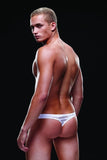 White Stripe Microfiber Thong in M/L