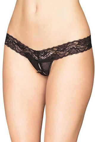 Black Scalloped Stretch Lace & Mesh Panty in OSXL