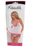 Kissable White Patterned Babydoll & G-String in OS