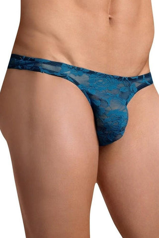 Neon Turquoise Lace Bong Thong in L/XL
