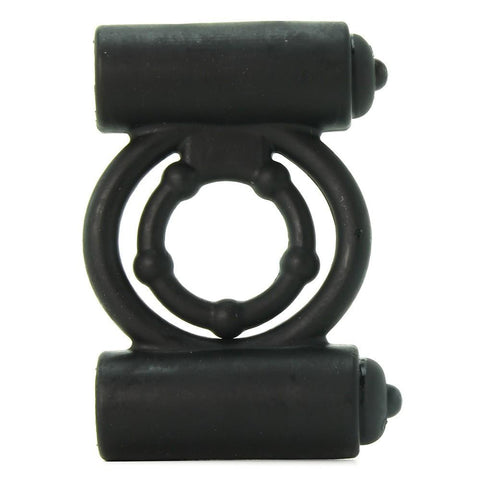 Extreme Double Trouble Silicone Cock Ring in Black