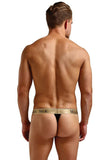 Black Rib Knit Micro Thong in S