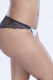 Black and Aqua Lace Back Crotchless Panty in 1X/2X