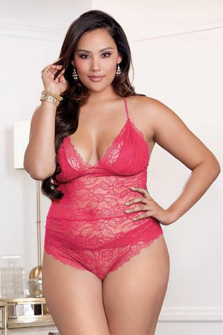Magenta Lace Cami & Cheeky Panty Set in 2X