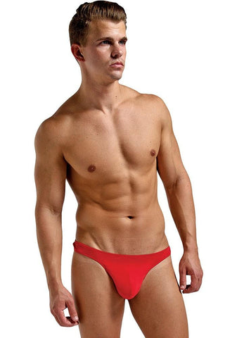 Bright Red Silk Pouch Thong in M