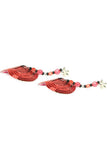 Sequin Heart Nipple Covers with Flower Charm in Red