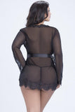 Eyelash Lace Robe & G-String Set in 3X/4X