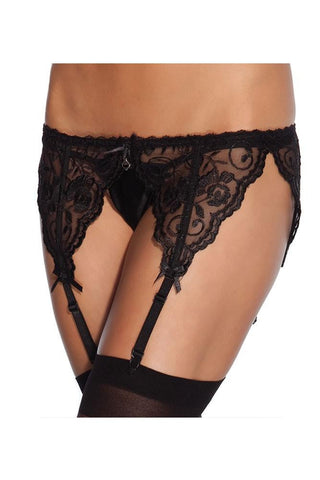 French Lace Garter Belt Black in OSXL