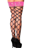 Lace Top Diamond Net Thigh Highs in OS