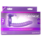Double Penetrator Rabbit Cock Ring in Purple