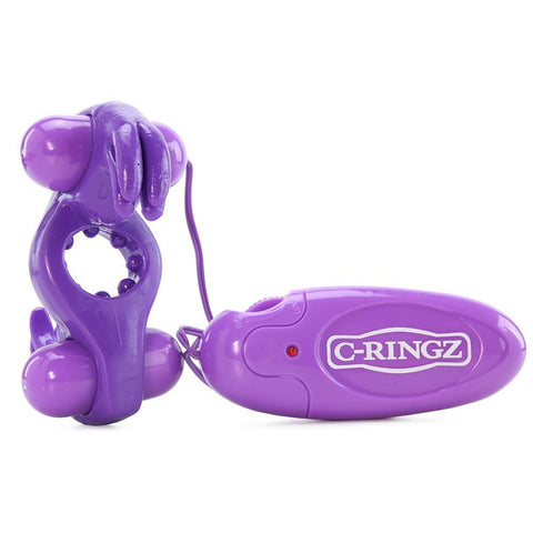 Wonderful Wabbit Dual Tickler Cock Ring in Purple