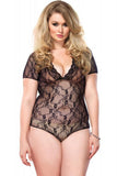 Floral Lace Backless Cap Sleeve Teddy in OSXL