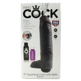 King Cock 11" Squirting Cock with Balls in Black