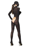 Hooded Cupless Bodystocking in Black
