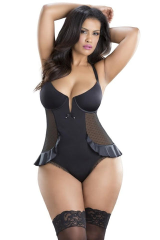 V-Plunge Skirted Teddy in 1X