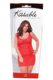 Kissable Red Stretch Lace Tank Dress in OSXL