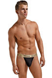 Black Rib Knit Micro Thong in M