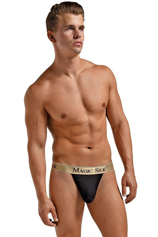 Black Rib Knit Micro Thong in M