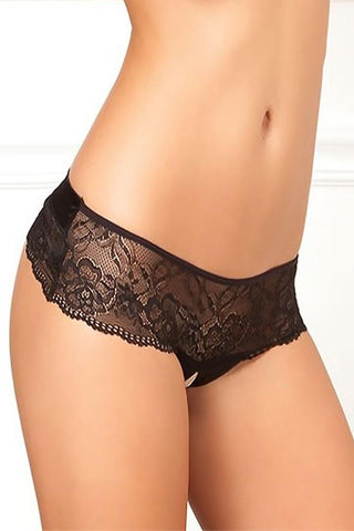 Crotchless Lace Bow-Back Panty in M/L