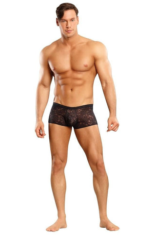 Black Stretch Lace Mini Short in XL