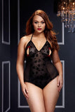 Lace Peek-a-Boo Teddy with Bow Detail in OSXL